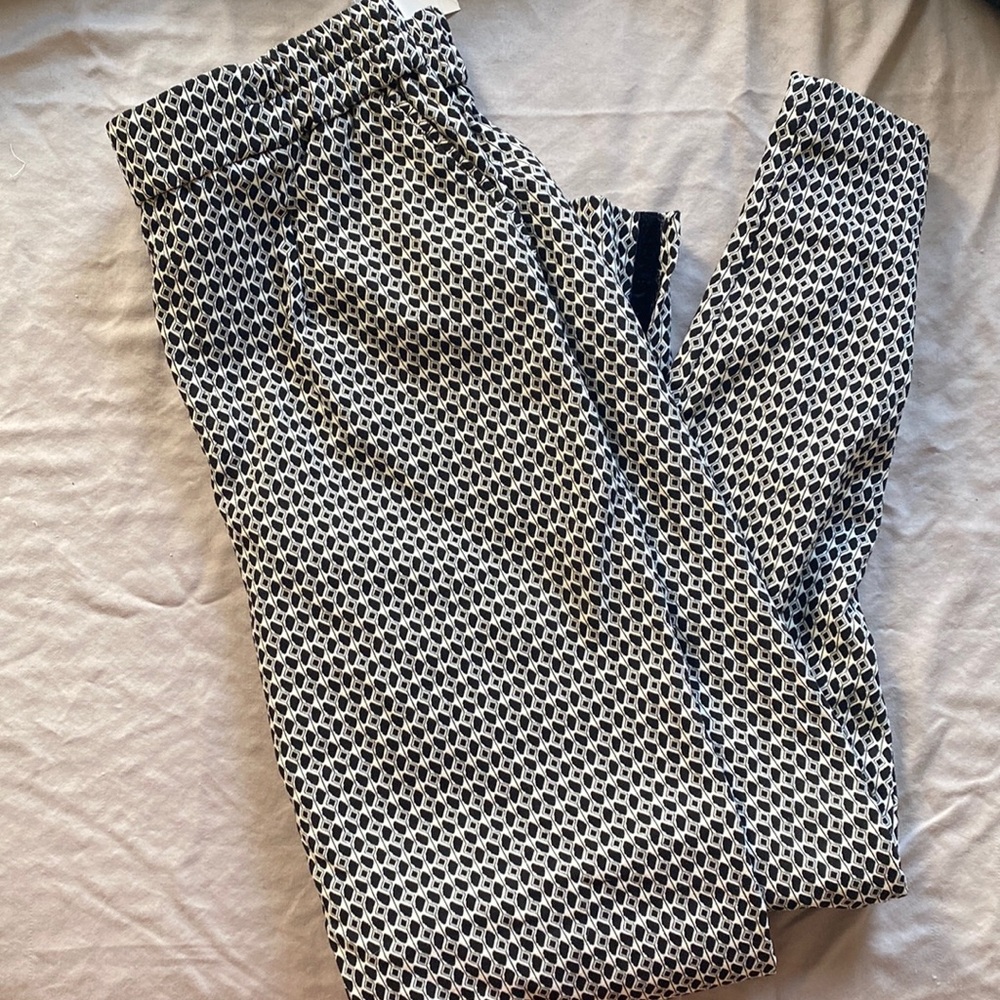 Patterned Black and White Anthropologie Trousers